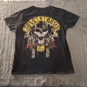 Guns N' Roses Rock Band Logo Slash ‘85 Graphic Black T-Shirt Size Large Cotton